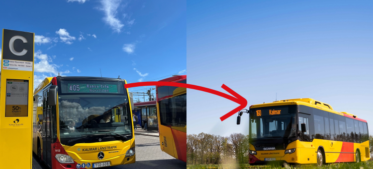Bild som visar att destinationsskyltarna ändrar färg